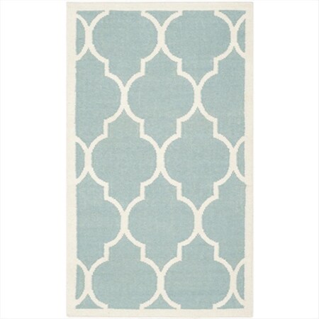 Safavieh 4 x 6 ft. Rectangle Contemporary Dhurries- Light Blue and Ivory- Flatweave Rug DHU632C-4